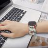 Scrunchie Bands for Fitbit Versa 4/Versa 3/Sense/Sense 2 Strap for Women,Replacement Watchband Soft Cloth Fabric Elastic Wristband ((white) Red Flower/(black) Red Flower, Small) view 3