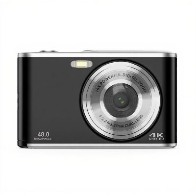 4K Digital Camera, 48MP Autofocus Cameras for Photography, Vlogging Compact Camera with Dual Camera, 16X Zoom Point and Shoot Camera for Travel, Camping (Black)