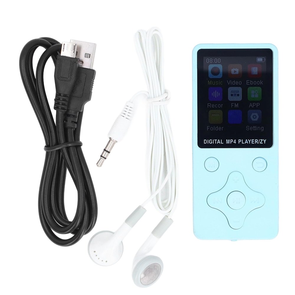 Bluetooth MP3 Player with Earphones, Portable HiFi Lossless Sound Music Player with Speaker, Mp3 Player with Radio, Voice Recorder, EBook, Up to 128GB Expandable (Blue)