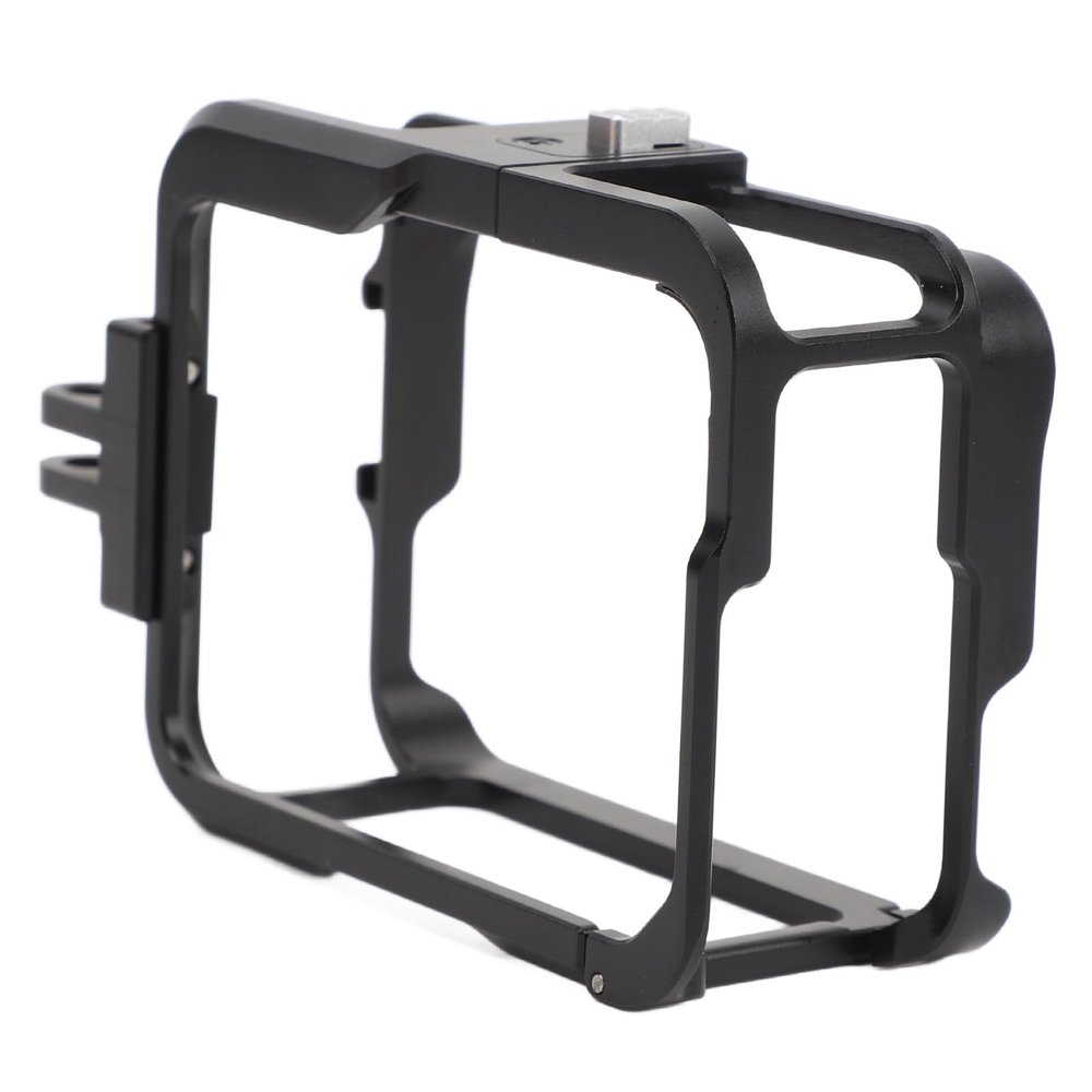 Action Camera Cage, Quick Release Metal Protective Frame Cage Rig with Dual Cold Shoe Mount, Heat Dissipation Bracket Design, Compatible with Ace, Quick Release Base, and Tripod