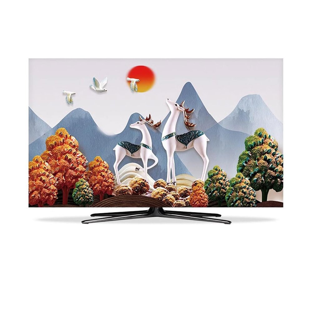 Modern Style Sunrise Landscape Painting Pattern TV Dust Cover,TV Cover for LED LCD Hanging Desktop Curved Screen(Size:32IN,Color:B)