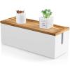Bivvclaz Large Cable Management Box, Wooden Cord Organizer Box for Desk, Floor, Office to Hide Extension Cords Power Stripes Surge Protectors Chargers Wires, White view 1
