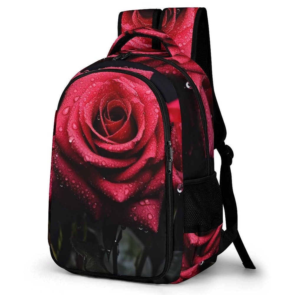 Backpack for Women Men Daypack Red Rose And Black Leaves Laptop Backpack Computer Bag Casual Nurse Bag Laptop Bag