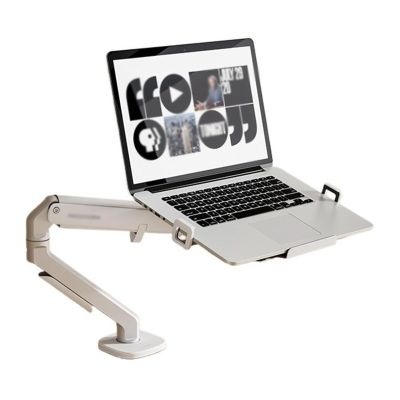 WANGHAI2024M Monitor Mount Laptop Mount, Laptop Arm Mount for Desk Holds 4.4-19.8lbs, Adjustable Laptop Desk Mount with Tray and Clamp/Grommet Base for 12"-18" Laptop Monitor Desk Stand