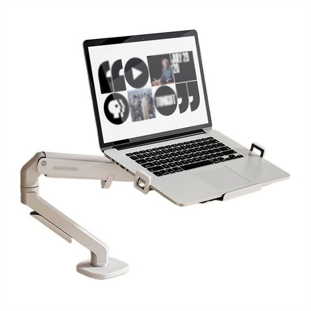 WANGHAI2024M Monitor Mount Laptop Mount, Laptop Arm Mount for Desk Holds 4.4-19.8lbs, Adjustable Laptop Desk Mount with Tray and Clamp/Grommet Base for 12"-18" Laptop Monitor Desk Stand