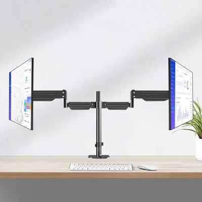 iumLeap Dual Monitor Stand Mount, Heavy-Duty Fully Adjustable Monitor Arm for Computer Screens, with Clamp and Perforation Base, Fits 17-27inch Monitor