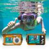 4K Camera,16X Digital Zoom Auto Focus Underwater Camera with 64G Memory Card, 4K Underwear Camera, Dual Screen 10ft, Screen, Face Detection (Yellow) view 2