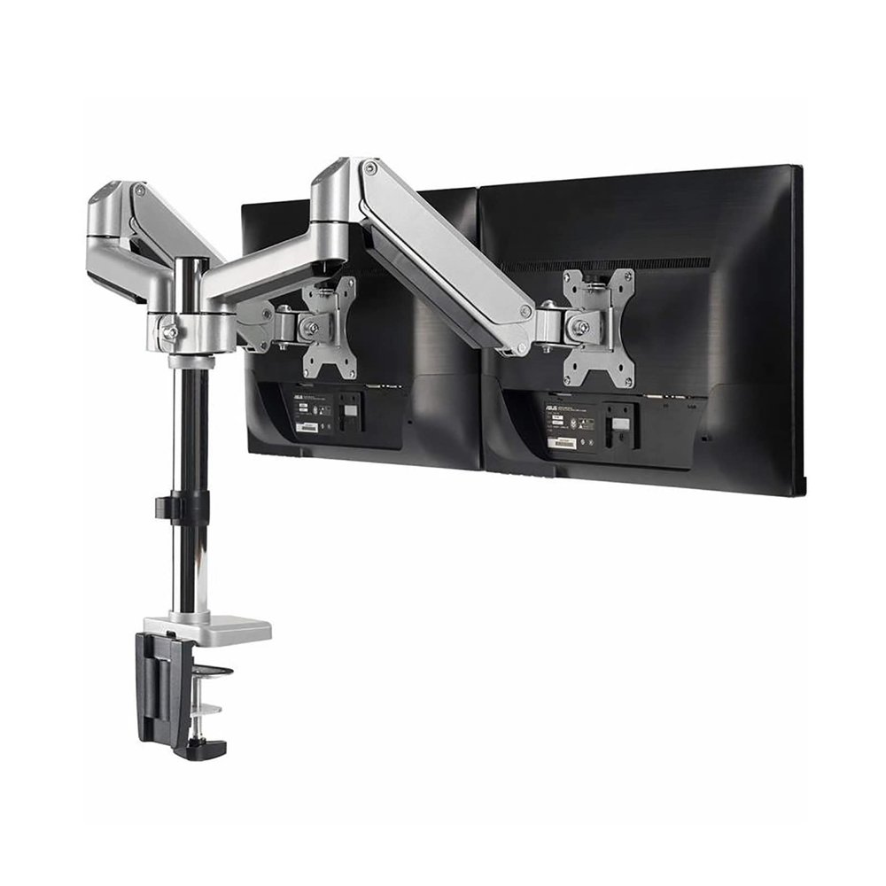 iumLeap Dual Monitor Mount, Full Motion Articulating Aluminum Gas Spring Monitor Arm, for Max 27 Inch Computer Screens Up to 17.6lbs/8kg, Easy to Install(A)