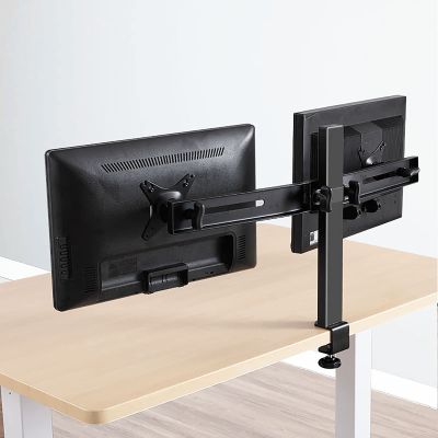 iumLeap Dual Monitor Stand for 13-27 Inch Screens, Left and Right Stretch Adjustment Monitor Arm, Monitor Stand Mount with Height/Tilt/Swivel Adjustable(A)
