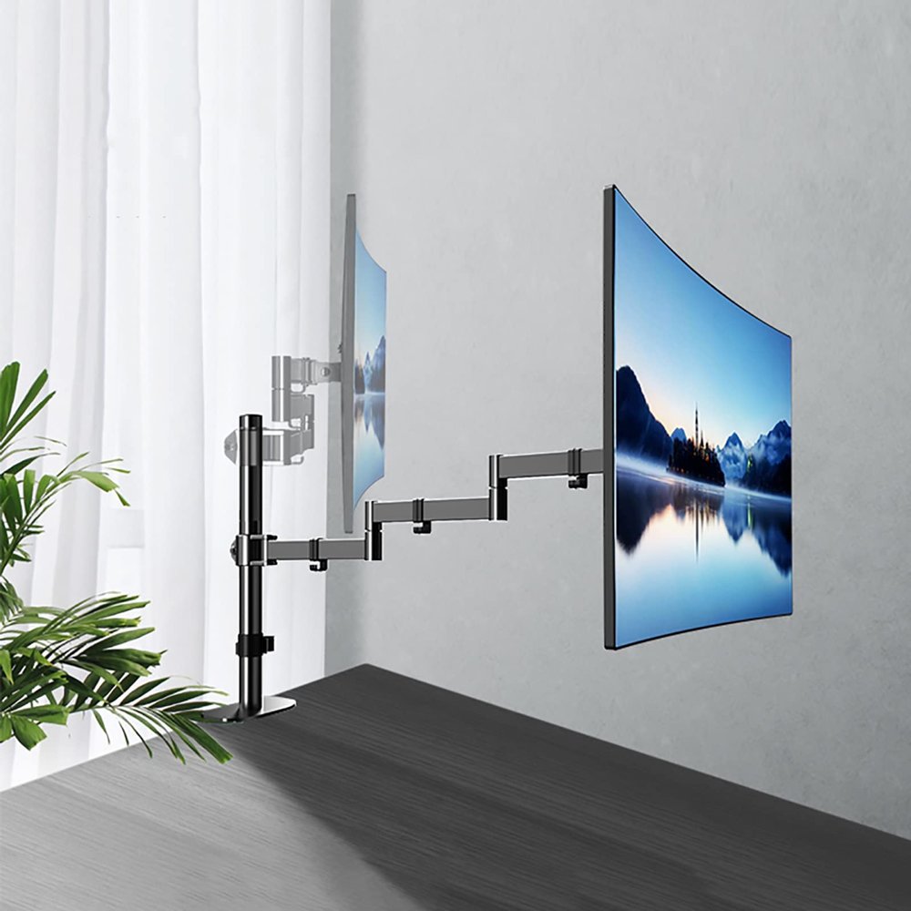 iumLeap Monitor Mount, Articulating Monitor Arm with Clamp and Perforation Base, for 17 to 32 Inch LCD Computer Screens, Holds Up to 22lbs/10kg