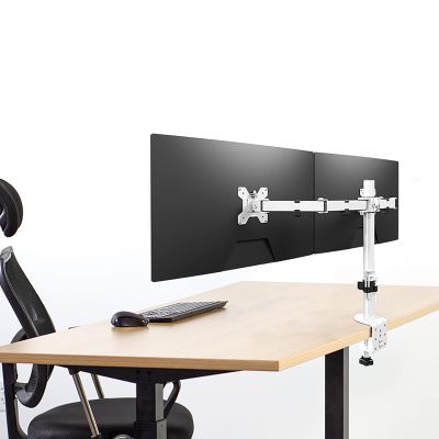 iumLeap Dual Screen Monitor Desk Mount, Adjustable Monitor Arm with C Clamp, Grommet Mounting Base, Monitor Stand Fits 13-27 Inch Screen