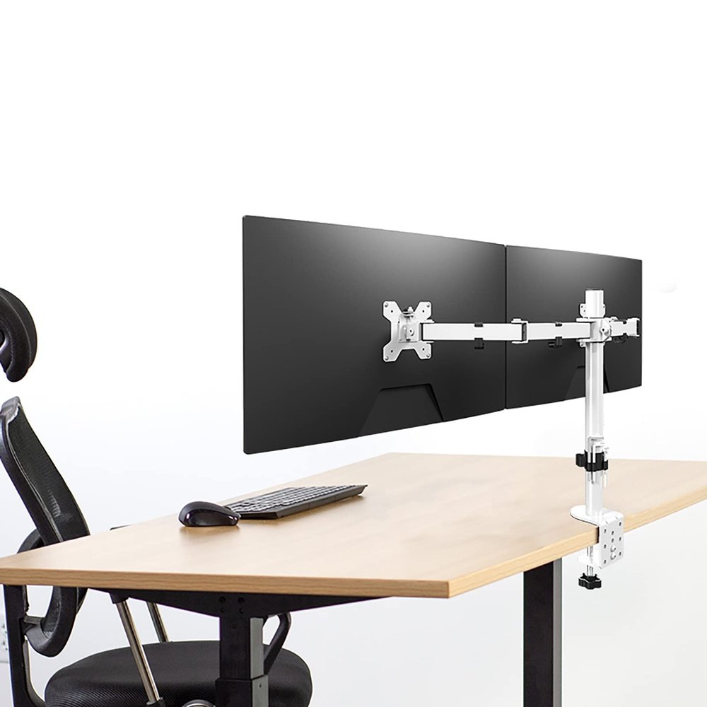 iumLeap Dual Screen Monitor Desk Mount, Adjustable Monitor Arm with C Clamp, Grommet Mounting Base, Monitor Stand Fits 13-27 Inch Screen