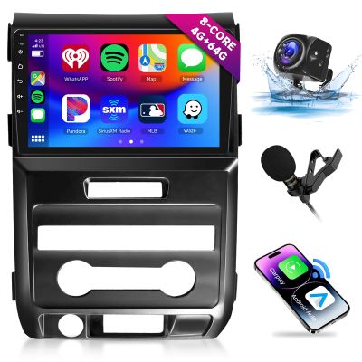 Hodozzy [4G+64G] Android 15 Radio for Ford F-150 2009 2010 2011 2012-Wireless Carplay Android Auto-8 Core 9 Inch Touch Screen Radio with GPS, Bluetooth,EQ, WiFi, Mirror Link, FM/RDS Radio,Camera