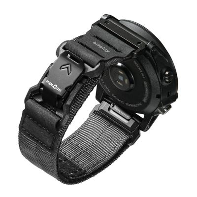 biyplay-GARMIN band Quickfit 22mm Fidlock Magnetic Buckle for Forerunner Approach Descent Quatix Fenix MARQ epix Pro D2 Series-Black