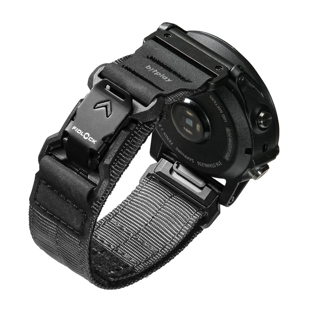 biyplay-GARMIN band Quickfit 22mm Fidlock Magnetic Buckle for Forerunner Approach Descent Quatix Fenix MARQ epix Pro D2 Series-Black