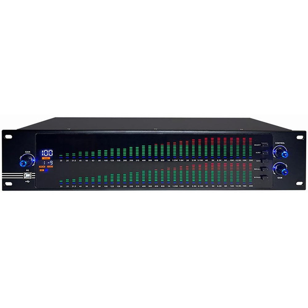 TsoLay Dual Channel Audio Equalizer, Professional Dual 31-Band Digital Equalizer Processor with HD LCD Display DSP Processing Chip, 10 Preset Effects and Low/mid/Treble Independent Adjustment