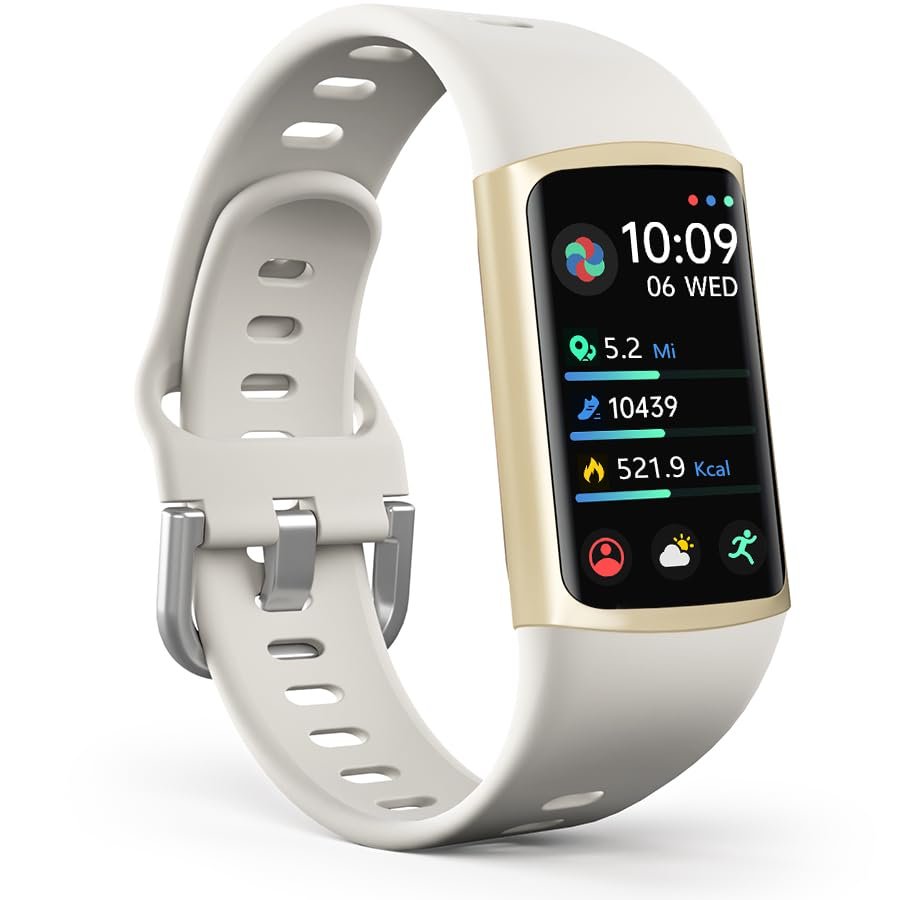 FITVII FINO 2 Slim Fitness Tracker, Smart Watch with Blood Oxygen, Sleep Monitor, 24/7 Heart Rate & Blood Pressure, IP68 Waterproof Health Activity Trackers with Calories Step Counter for Women Men