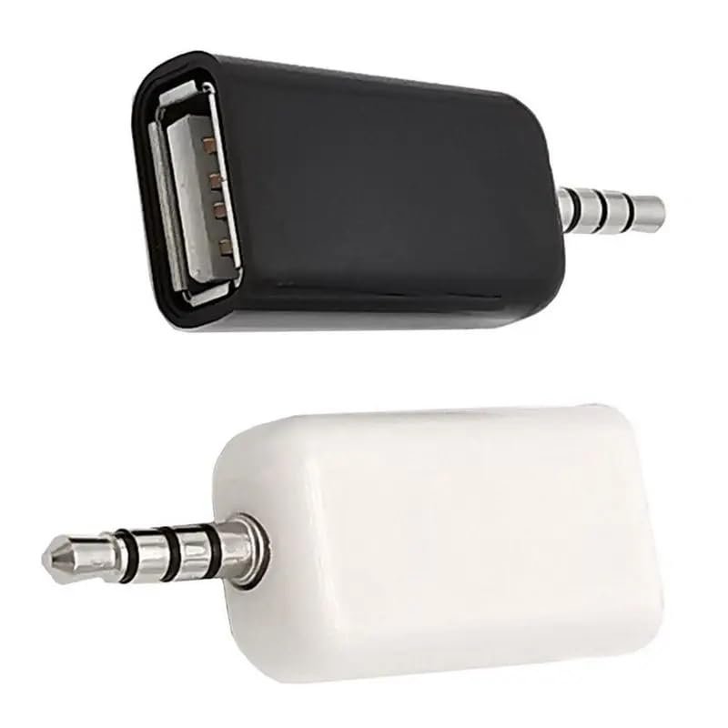 ThrtRht 2 Pack AUX to 3.5mm Audio Adapter - USB A Female to Male Converter for USB Flash Drive, U-Disk, Car CD Player, MP3 Music - Auxiliary Port Only