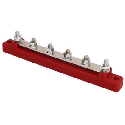 150A Power Distribution Block with Brass Plate for Automobile Boat, DC 12V48V 6 Terminal Bus Bar (Red)