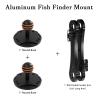 Aluminum Fish Detector Mount B Size Long Arm Double Ball Mount with 1 in/25mm Ball Adapters,with Two AMPS Holes Round Plate,Electronic Device Mount Compatible with Garmin,Lowrance, Humminbird (Long) view 2