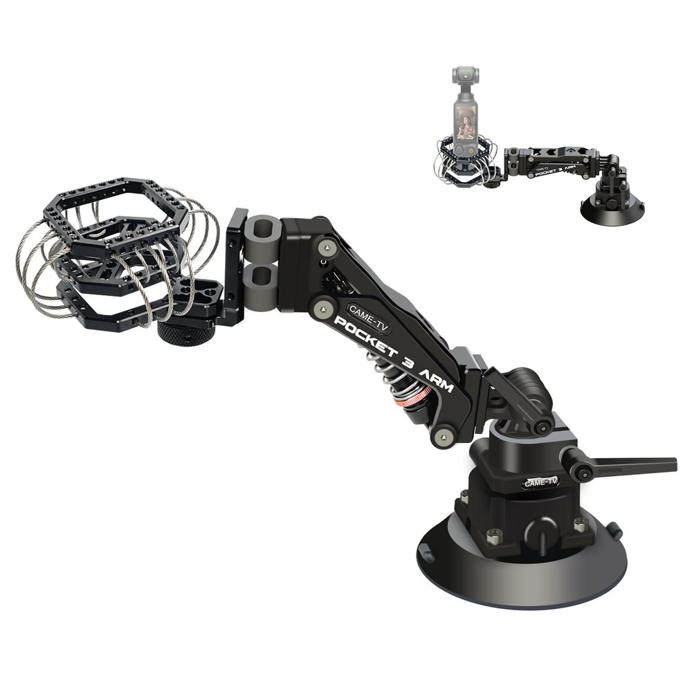 Came-TV Shock Absorber Arm Car Camera Mount, Camera Suction Mount Suction, ARM-PK03 Multifunctional Cup Mount Compatible with Pocket 2,Pocket 3, OSMO, 360 Action Smartphone