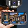 Outdoor Waterproof Wireless WiFi HD Security Camera,4k Security WiFi Camera Outdoor with Three Lens,Wireless Outside Camera for Home,Motion Detection,360 View,2-Way Audio,Ip66 Waterproof (4 Lens) view 3