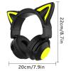 Cat Ear Bluetooth Headphones,Over Wired Ear Headphones with Built-in Mic,Foldable LED Wireless Headset,Cute Headphones for Kids, On-Ear Wireless Headphone Compatible with Phone/PC/Tablet/TV(Black) view 2