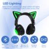 Cat Ear Bluetooth Headphones,Over Wired Ear Headphones with Built-in Mic,Foldable LED Wireless Headset,Cute Headphones for Kids, On-Ear Wireless Headphone Compatible with Phone/PC/Tablet/TV(Black) view 4