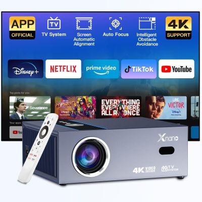 [Official Licensed Apps  AI Autofocus]XNANO UHD Home Theater with Dolby Sound,Smart Projector with WiFi 6 and Bluetooth 5.0,Portable Projector with Smart Voice Remote Control,Built-in Streaming Apps