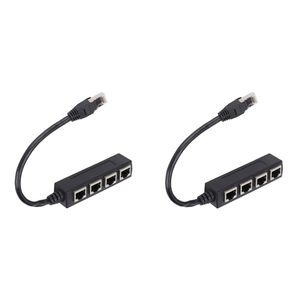 2pcs Ethernet Splitter, 1 to 4 Rj45 High Speed Splitter Adapter Network Cable Adapter