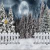 15x1 Snow Backdrop Front Yard Fence Photography Background Full Moon Night Christmas Trees Backdrop Snow Gleams White for Winter Outdoor Natural Landscape Photo Shot Background Supplies view 1
