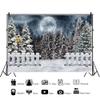 15x1 Snow Backdrop Front Yard Fence Photography Background Full Moon Night Christmas Trees Backdrop Snow Gleams White for Winter Outdoor Natural Landscape Photo Shot Background Supplies view 3