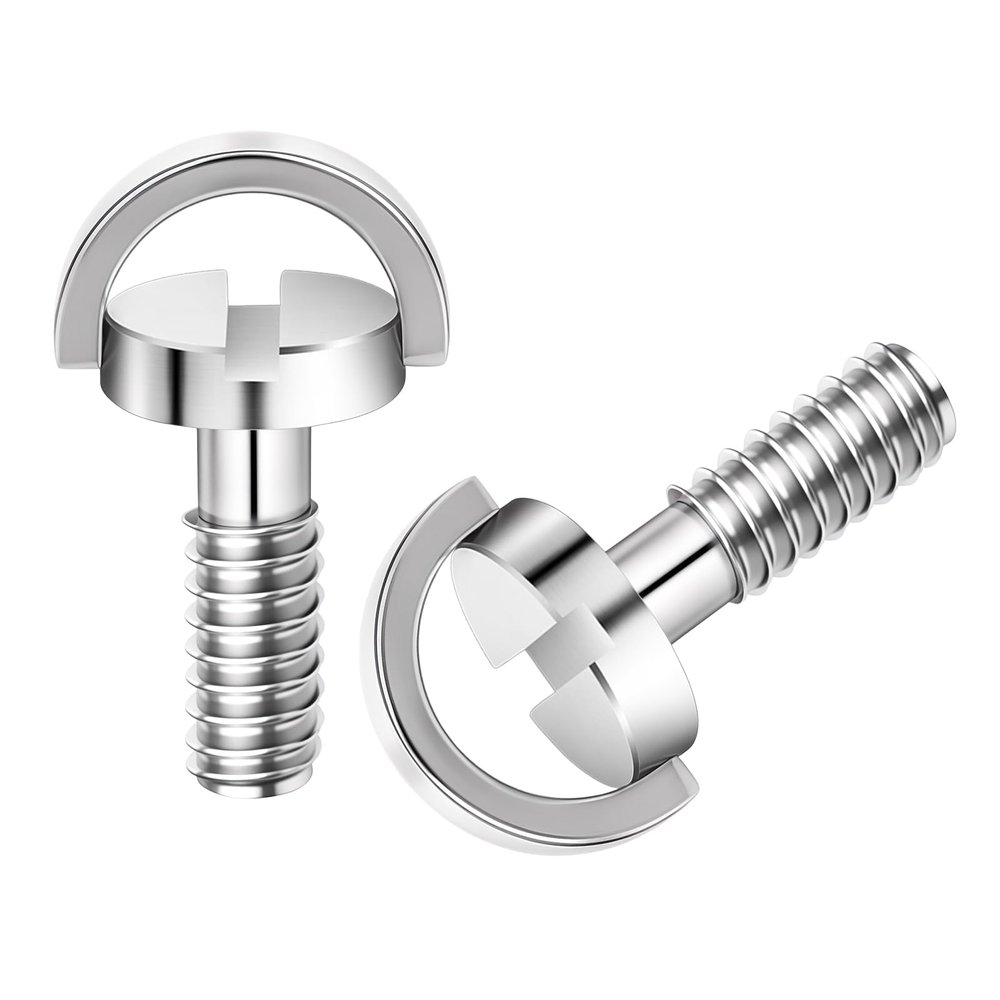 2PCS 1/4-20 Thread D-Ring Stainless Steel Camera Fixing Screws, Tripod Camera Mount Screw for Camera Holder Fixing Screw, Quick Release Plate Mounting and Attachment Screws