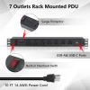 ElecVoztile Rack Mount Power Strip Surge Protector, 7 Outlet and 2 USB-A&C Charging Ports,1200J SPD, Fits 19'' Network Server Rack, 10ft 14AWG Cord, 1U RackMount, 15A Breaker view 4