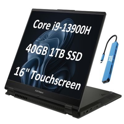 ASUS Vivobook S 16 Flip 2-in-1 Laptop (16" FHD+ Touchscreen, Intel 14-Core i9-13900H, 40GB RAM, 1TB SSD, IST HUB) for Creator, Photographer, Designer, Backlit KB, Win 11 Pro w/AI Copilot, Black