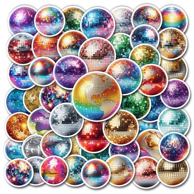 WESILY Pack 50 PCS 70s 80s Disco Ball Stickers Retro Vinyl Waterproof Decals Christmas Decor Water Bottles Laptop Luggage Skateboard Scrapbook Phone Case Gifts for Teens Adults Girls
