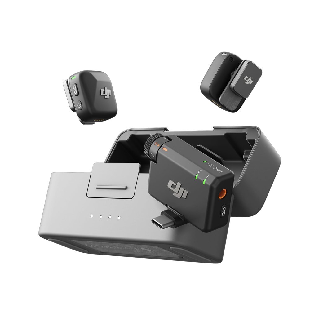 DJI Mic Mini (2 TX + 1 RX + Charging Case), Wireless Lavalier Microphone for iPhone/Camera/Android, Ultralight, Detail-Rich Audio, 48h Use, Noise Cancelling, Automatic Limiting, Vlog, Streaming