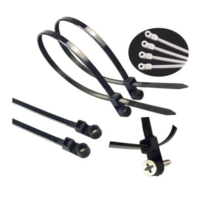 50PCS 15cm 20 Cm Mountable Self Locking Nylon Cable Zip Ties Loop Wrap Bundle Ties Approved Black and White(Black 3.6x200)