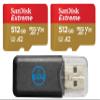 SanDisk MicroSD 512GB Extreme Memory Card (2 Pack) Works with GoPro Action Camera Hero11 Black and Hero11 Black Mini (SDSQXAV-512G-GN6MN) Bundle with 1 Everything But Stromboli MicroSDXC Card Reader view 1