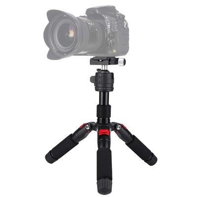 DirectNine Basics Desktop Tripod, Aluminum Alloy, Red, 5 Sections, 18-51cm, 10kg Capacity, 360 Rotation, Quick Loading Plate, Level Vial, Compact Travel Size