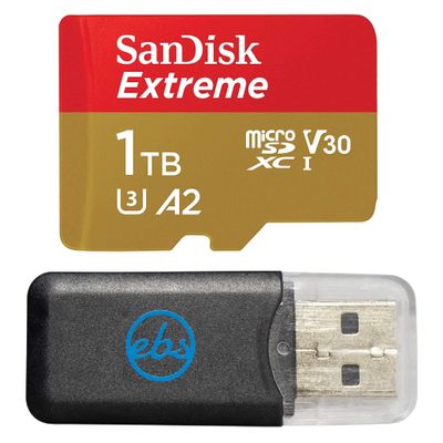 SanDisk 1TB Extreme Memory Card Compatible with GoPro Action Camera Hero 11 Black and Hero11 Black Mini (SDSQXAV-1T00-GN6MN) V30 UHS-I C10 Bundle with 1 Everything But Stromboli MicroSDXC Card Reader