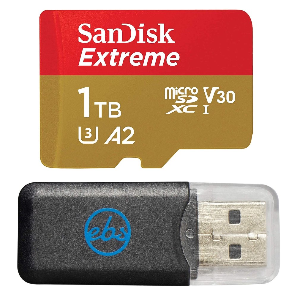 SanDisk 1TB Extreme Memory Card Compatible with GoPro Action Camera Hero 11 Black and Hero11 Black Mini (SDSQXAV-1T00-GN6MN) V30 UHS-I C10 Bundle with 1 Everything But Stromboli MicroSDXC Card Reader