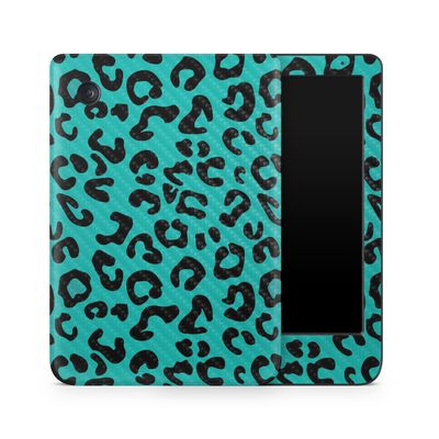Carbon Fiber E-Reader Skin Compatible with Kobo Clara Colour (2024) - Teal Leopard - Premium 3M Vinyl Protective Wrap Decal Cover - Easy to Apply | Crafted in The USA by MightySkins