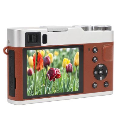 Goshyda 4K Digital Camera, 48MP Smart Selfie Camera for Photography and Video Anti Shake, 2.8 Inch Selfie Vlogging Camera with 16X Zoom, for Travel (Brown)