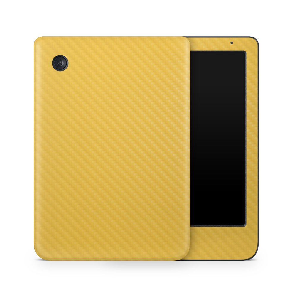 Carbon Fiber E-Reader Skin Compatible with Kobo Clara Colour (2024) - Solid Marigold - Premium 3M Vinyl Protective Wrap Decal Cover - Easy to Apply | Crafted in The USA by MightySkins