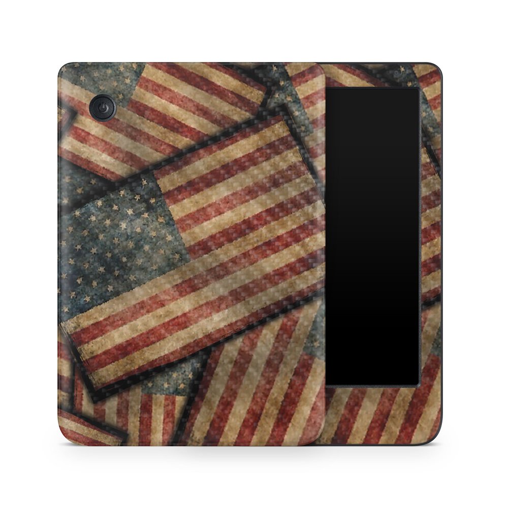 Carbon Fiber E-Reader Skin Compatible with Kobo Clara Colour (2024) - Vintage American - Premium 3M Vinyl Protective Wrap Decal Cover - Easy to Apply | Crafted in The USA by MightySkins
