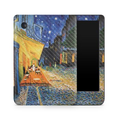 Carbon Fiber E-Reader Skin Compatible with Kobo Clara Colour (2024) - Cafe Terrace at Night - Premium 3M Vinyl Protective Wrap Decal Cover - Easy to Apply | Crafted in The USA by MightySkins