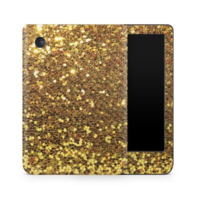 Carbon Fiber E-Reader Skin Compatible with Kobo Clara Colour (2024) - Gold Dazzle - Premium 3M Vinyl Protective Wrap Decal Cover - Easy to Apply | Crafted in The USA by MightySkins