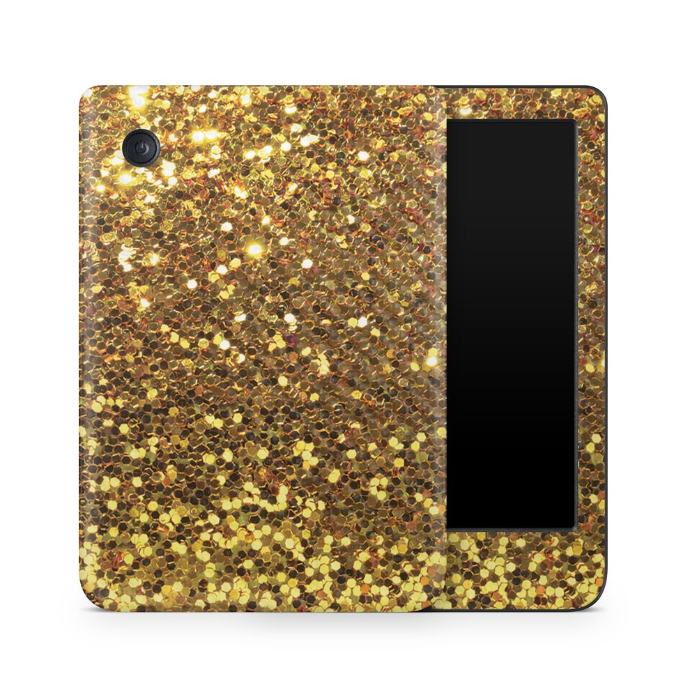 Carbon Fiber E-Reader Skin Compatible with Kobo Clara Colour (2024) - Gold Dazzle - Premium 3M Vinyl Protective Wrap Decal Cover - Easy to Apply | Crafted in The USA by MightySkins