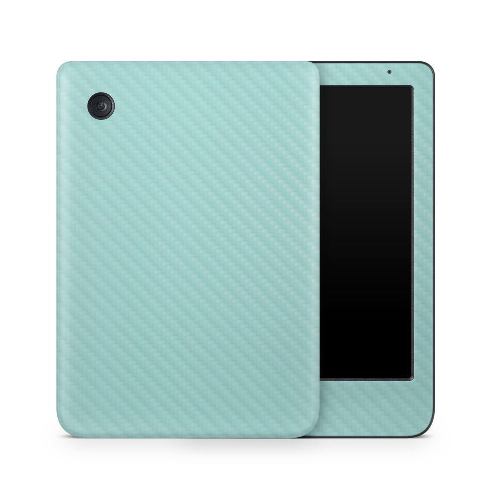 Carbon Fiber E-Reader Skin Compatible with Kobo Clara Colour (2024) - Solid Seafoam - Premium 3M Vinyl Protective Wrap Decal Cover - Easy to Apply | Crafted in The USA by MightySkins